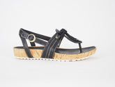 Womens Timberland Estla 11675 Black Leather Cork Flat Shoe Strappy Thong Sandals